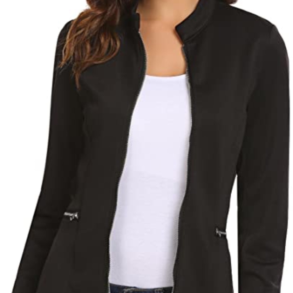 Meanor Women Collarless Zipper Blazer